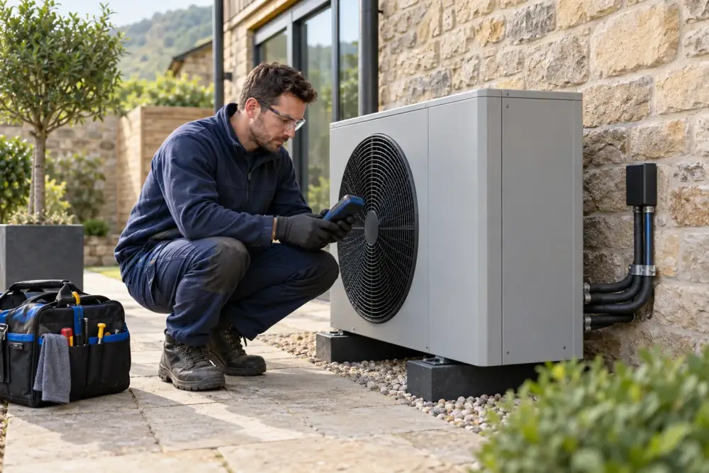 Example HVAC website on a laptop and phone