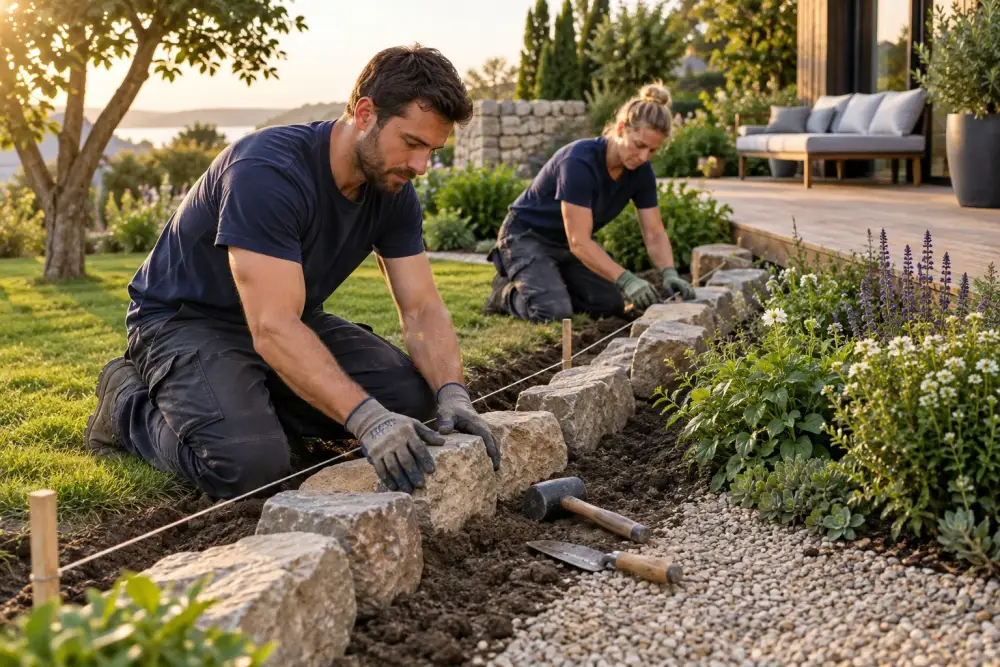 Example landscaping website on a laptop and phone