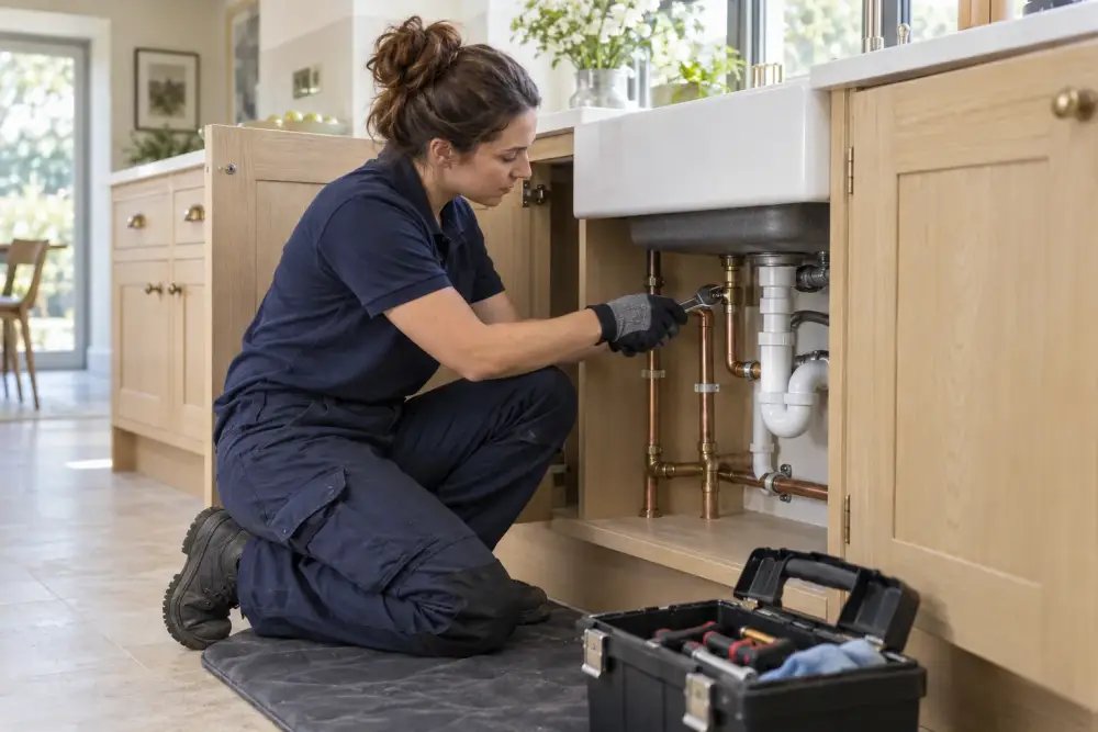 Example plumbing website on a laptop and phone